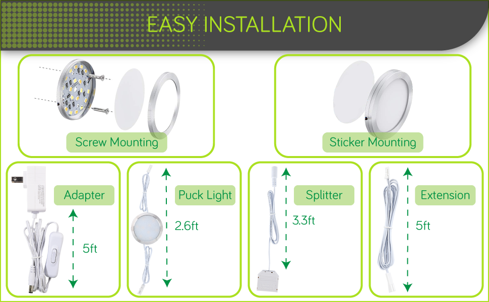 under cabinet counter display closet shelf accent puck lighting kit dimmable remote