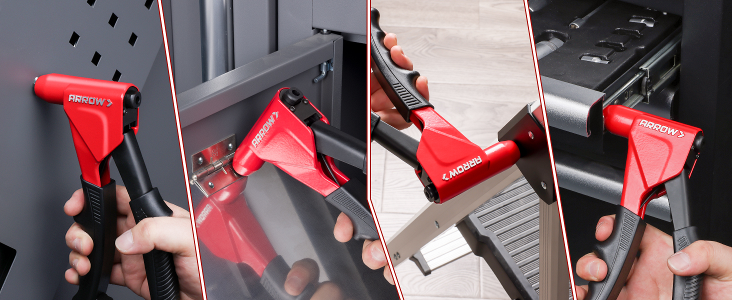 Arrow 3in1 Rivet Gun, OneHanded Headless Pop Rivet Gun