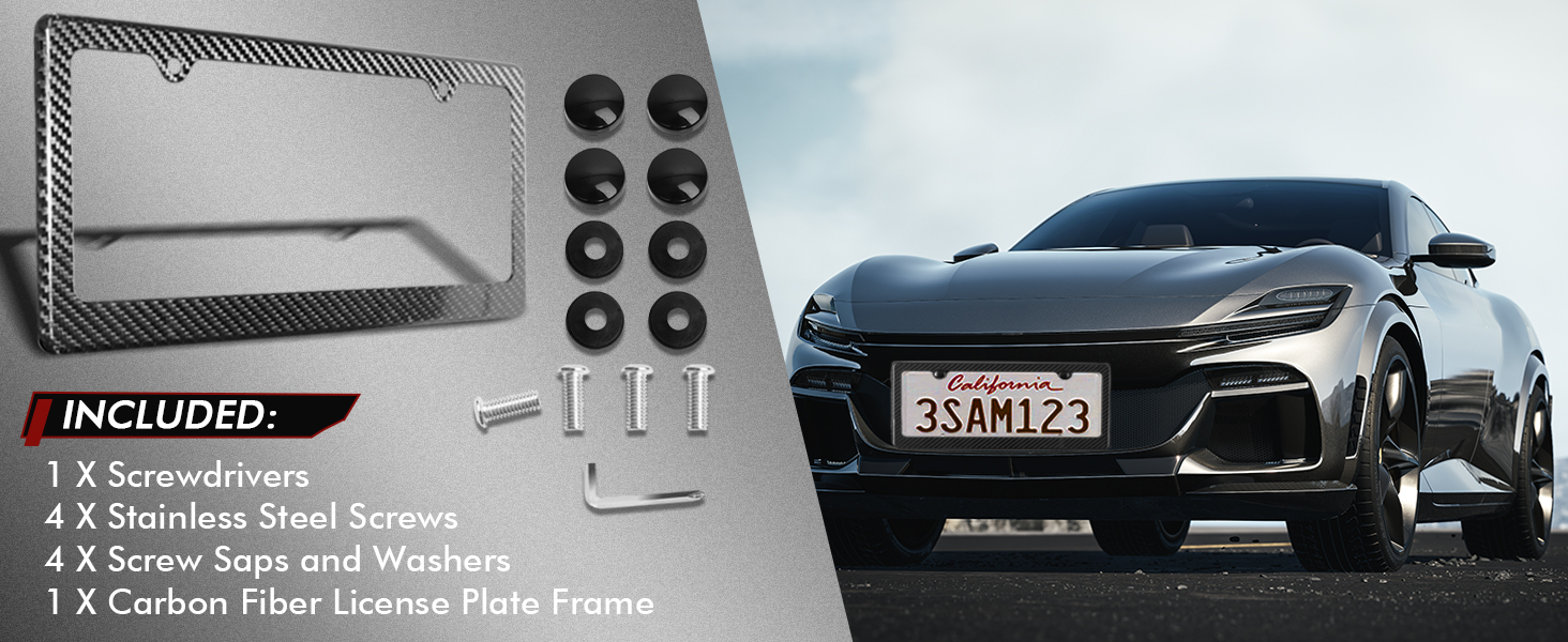 license plate frames carbon fiber