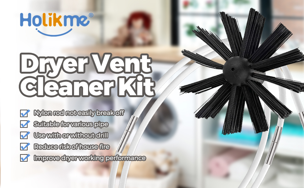 Holikme 30 Feet Dryer Vent Cleaner Kit,Flexible Lint Brush