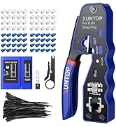 XUNTOP RJ45 Crimp Tool Kit for Cat5 Cat5e Cat6 Cat6a Cat7 Ethernet Crimping Tool Kit for RJ45 Pas...