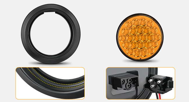 4Inch Round Trailer Tail Light 2PCS 24LED Amber Turn Signals Light