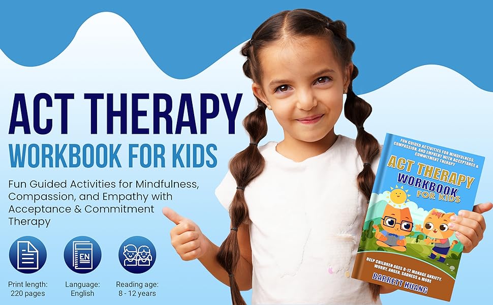A young girl holding the ACT Therapy Workbook for Kids and giving a thumbs up.