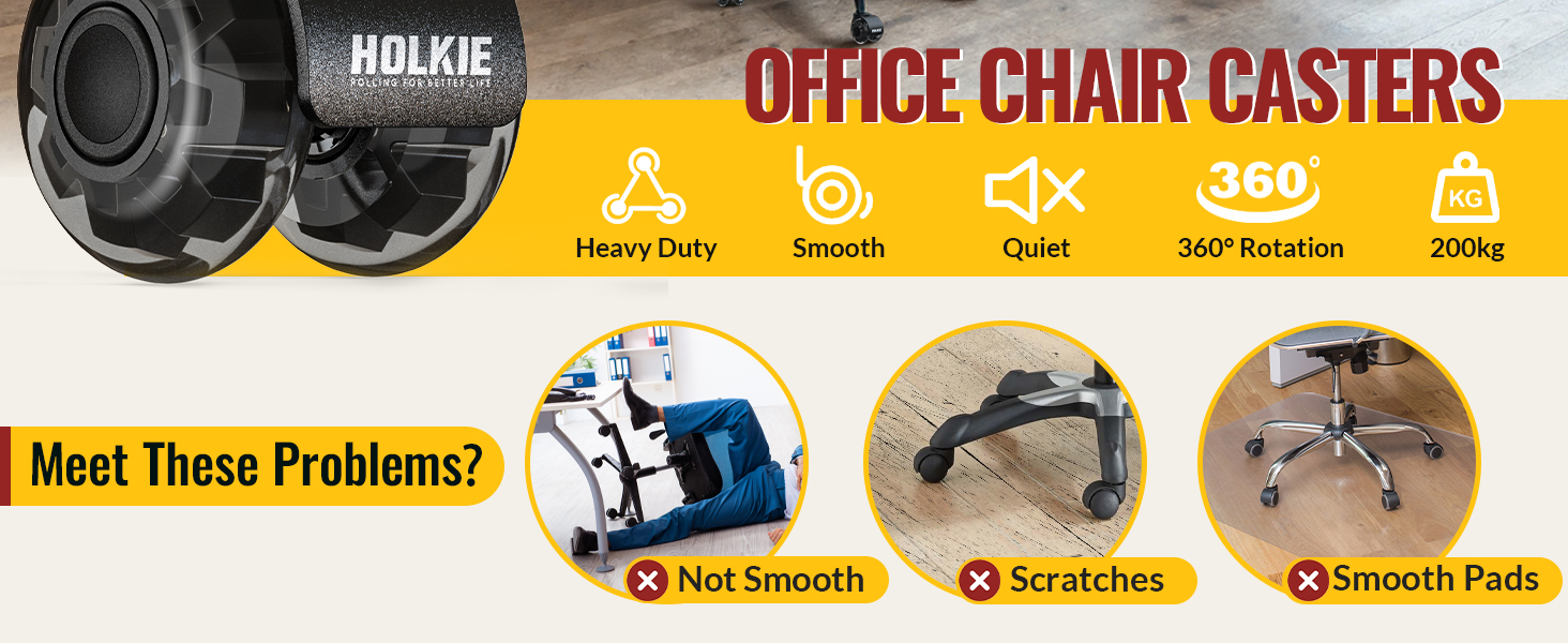 HOLKIE Office Chair Wheels 10x22mm IKEA ONLY Casters 2 Inch