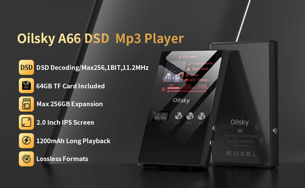 HighResolution HiFi MP3 Player with Lossless DSD Audio