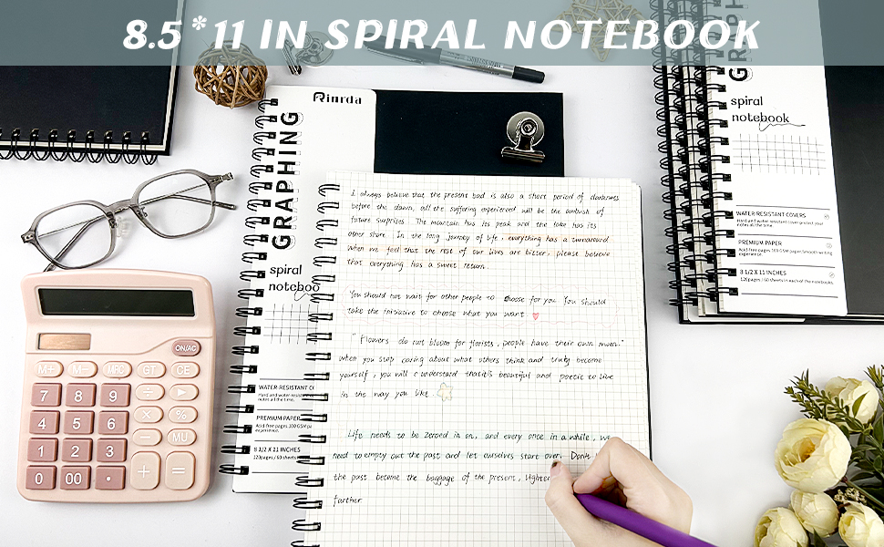 Amazon.com : Rinrda Graph Paper Notebook Spiral Notebook 8.5
