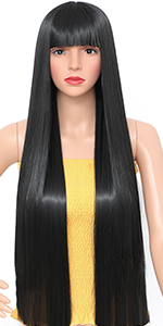 Perücke Schwarze Lang Wig 