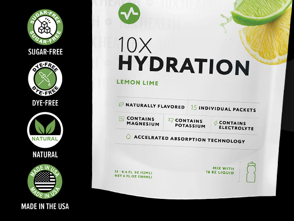 Amazon.com: 10X Health Hydration Packets Lemon Lime