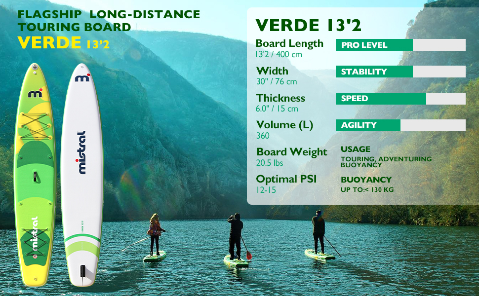 Mistral SUPボード Mistral Inflatable Stand Up Paddle Board, 14'x28''x6'' SUP