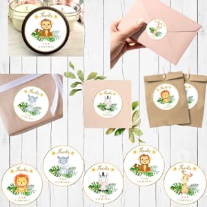 favor stickers thank you safari baby shower decorations for boy jungle baby shower decorations