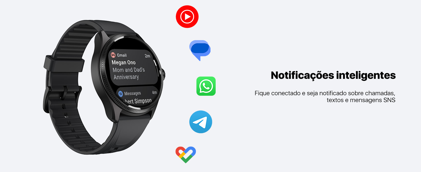 TicWatch Pro 5 Wear OS Smartwatch relógio inteligente GPS bússola 1.43" 5ATM Resistência à água