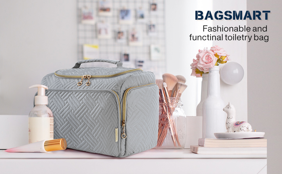 BAGSMART Travel Toiletry Bag, Large Wideopen Travel Bag