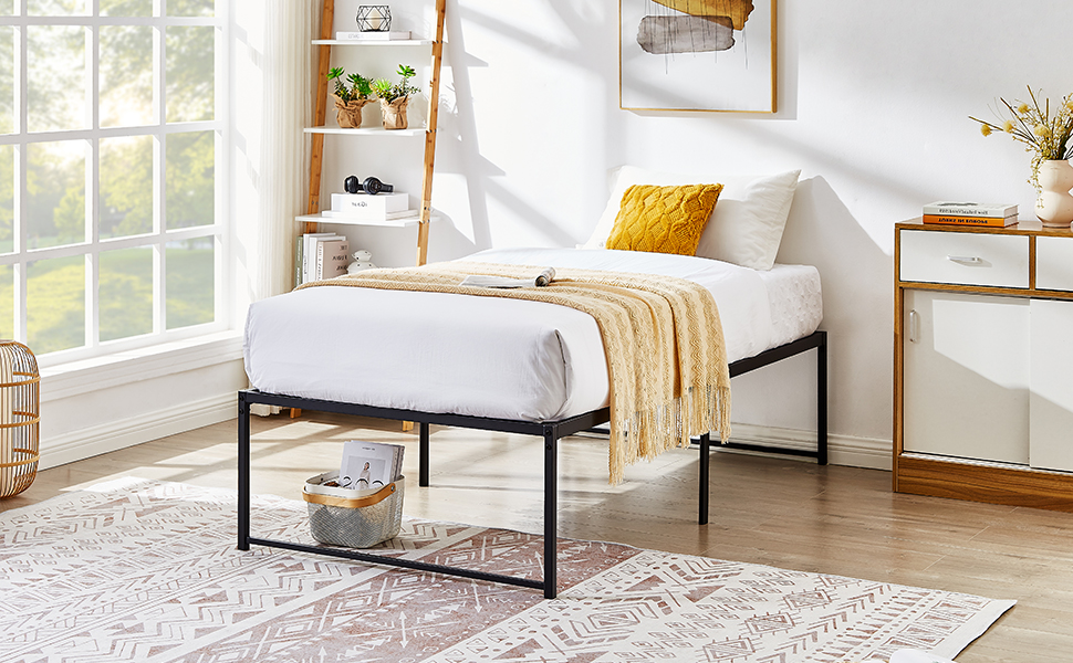 VECELO 18" Metal Platform Bed Frame,Mattress Foundation/No