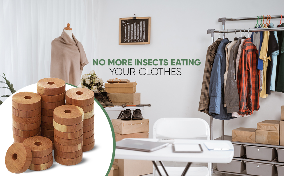 60 Pack Cedarwood Moth Repellent for Wardrobes, 100 Natural Anti Moth