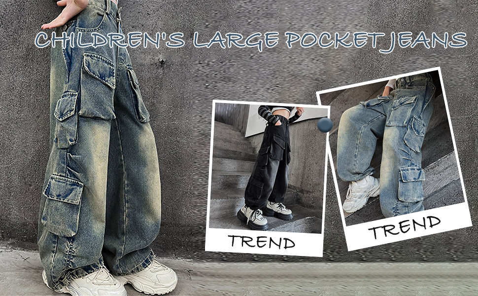 パンツ・ボトムスその他 Luxury Street Wear INF Wide cargo denim pants pk unisexual Women's High Waist Cargo Jeans Flap Pocket Baggy Cargo Pants