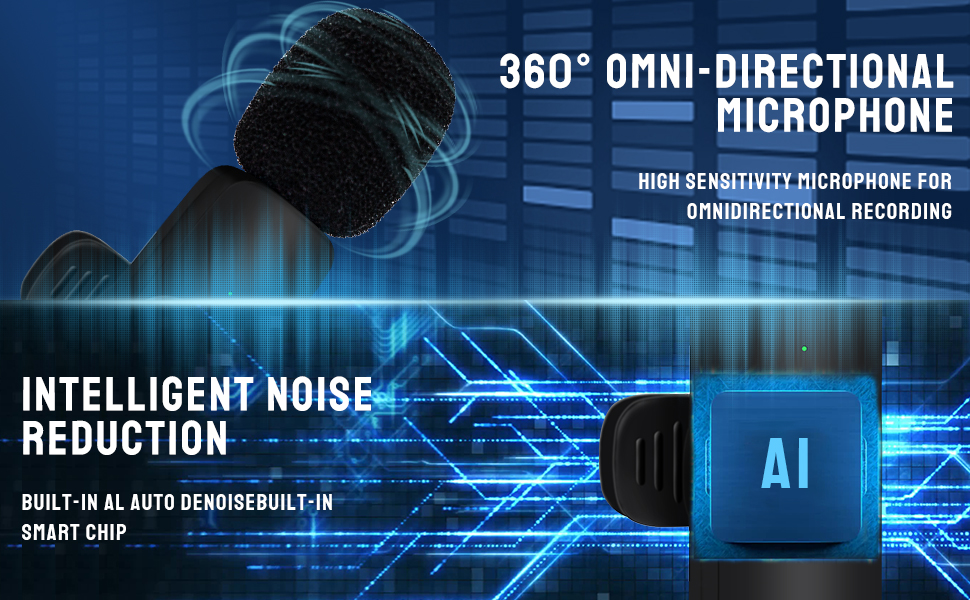 Wireless Microphone for iPhone/Android Phone/Camera, Dual