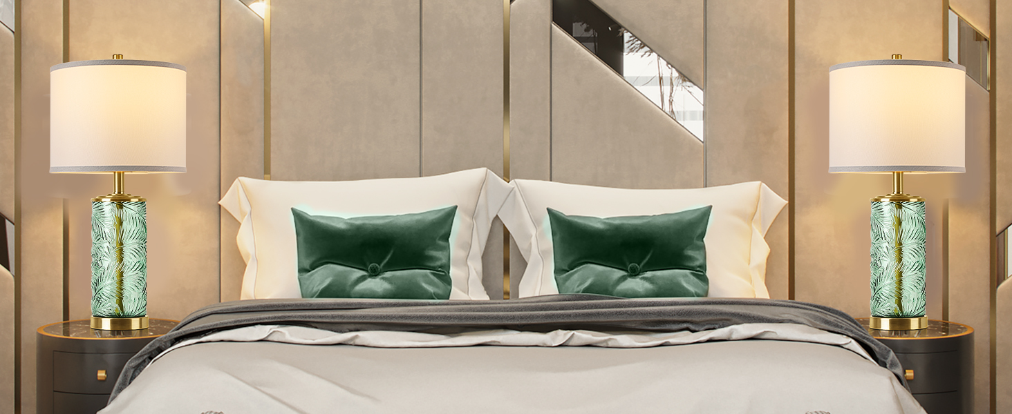 green glass table lamp 1