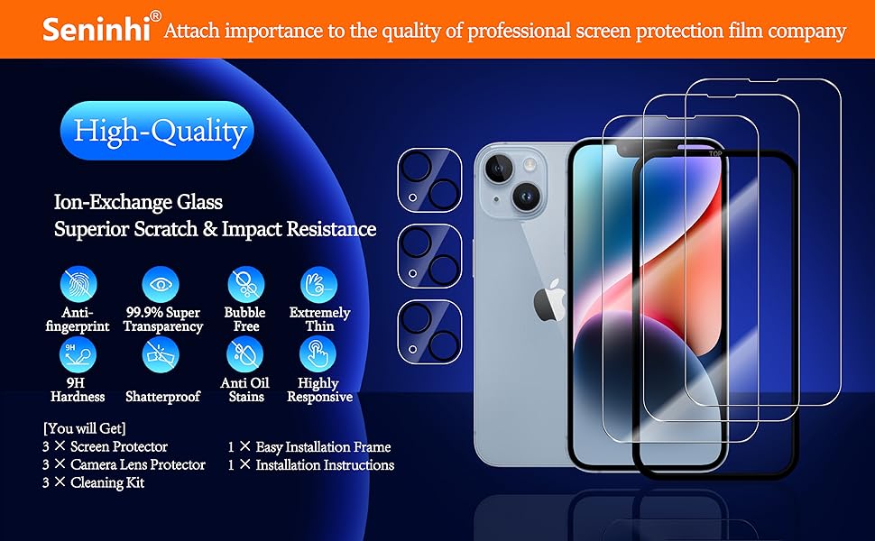 seninhi [3+3Pack] for iphone 14 Plus 6.7inch Screen