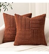 Topfinel Terracotta Decorative Throw Pillow Covers 18x18 Set of 2 Rust Boho Farmhouse Fall Home D...
