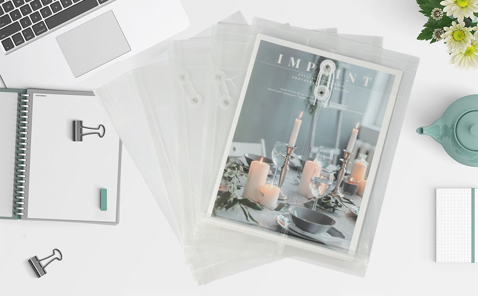 12 Pack Plastic Envelopes with String Closure,SuperThick