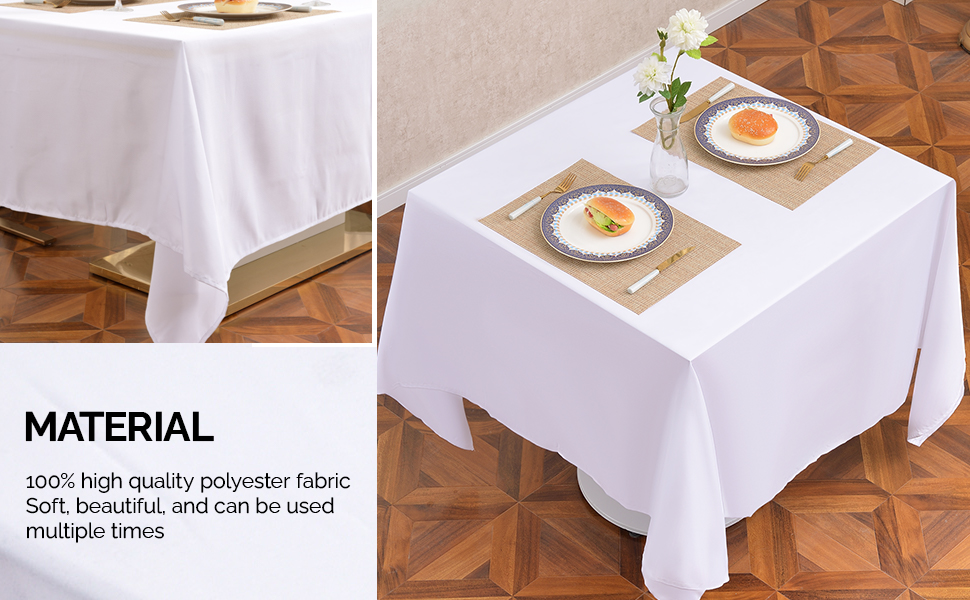 FURNLIK EVENTSDECO Square Tablecloth White Polyester Table