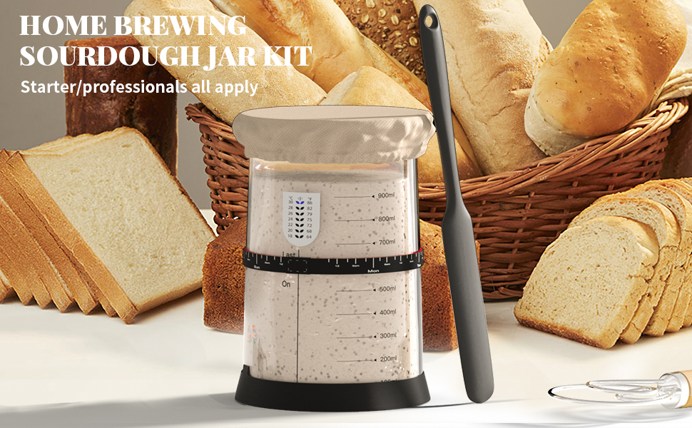 Wikay Sourdough Starter Jar, 1000ml Sourdough Starter Kit with Date