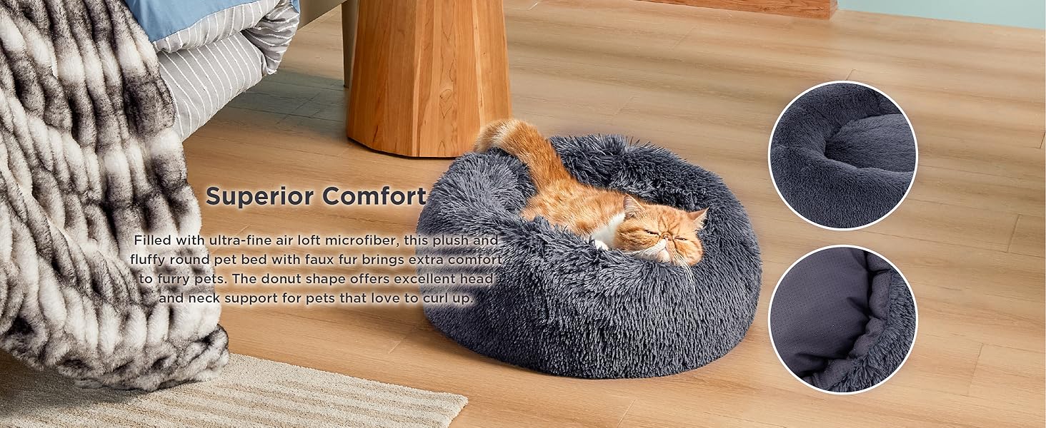 Bedsure Dog Bed Small Donut Dog Beds for Small Dogs, Fluffy Puppy Bed