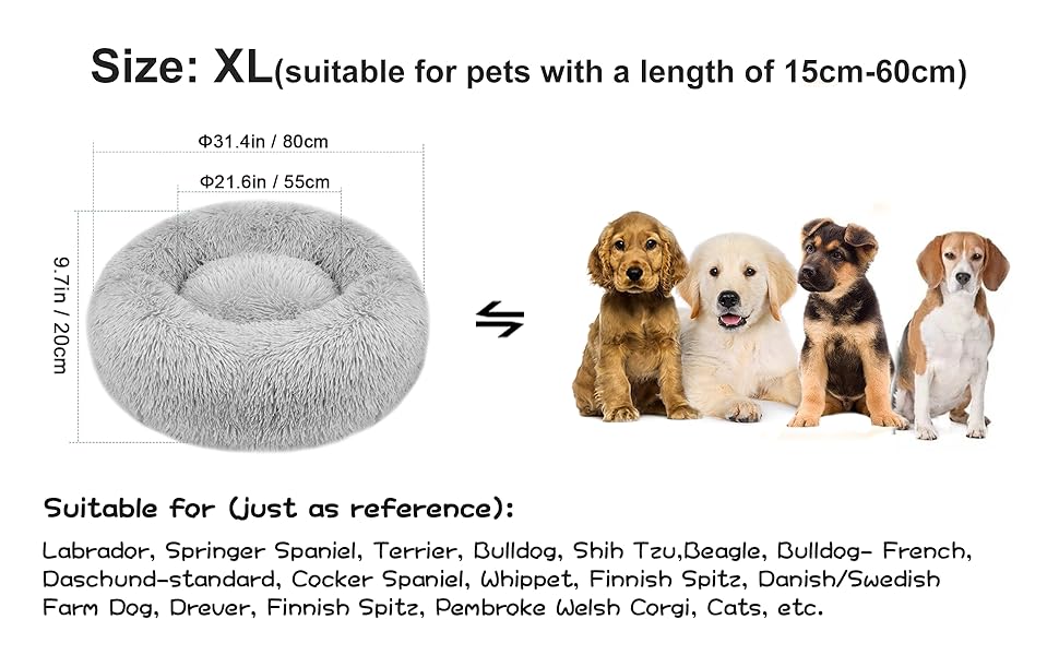 Calming Dog Bed with Removable Cover, Washable Donut Anti Anxiety Dog