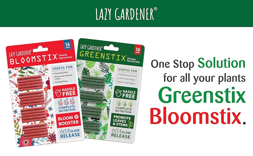 Lazy Gardener Plant Food Sticks GreenStix + BloomStix Combo Plant