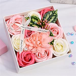 Amazon.co.jp: ELLEMOOR ソープフラワーボックス 花束 造花