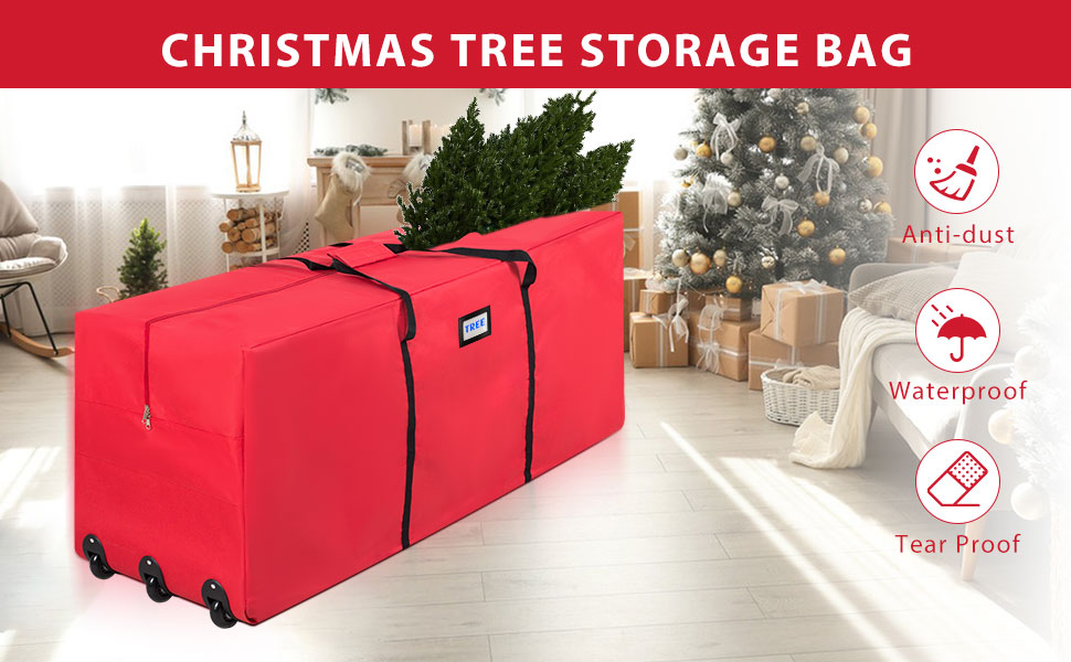 Dinoera Rolling Large Christmas Tree Storage Bag, Fits Up to 9 Foot