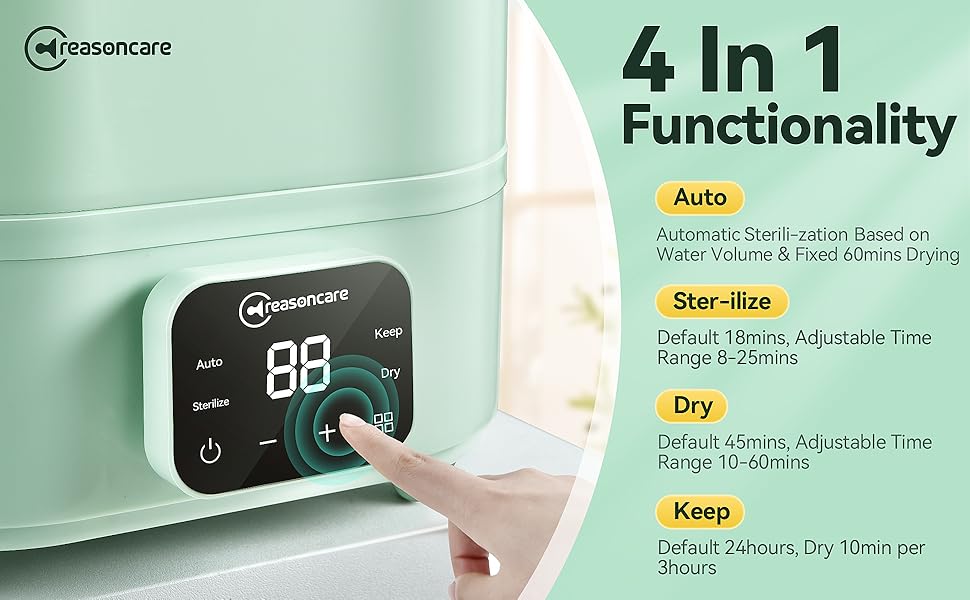 REASONCARE Baby Bottle Sterilizer and Dryer, 300W Ceramic