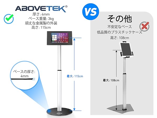 Amazon.co.jp: AboveTek 盗難防止 | iPad用フロアスタンド