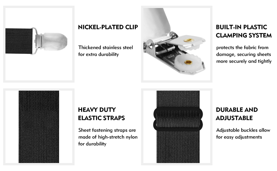 3 PCS Bed Sheet Straps Adjustable Sheet Straps Fitted Sheet Straps Extended Elastic