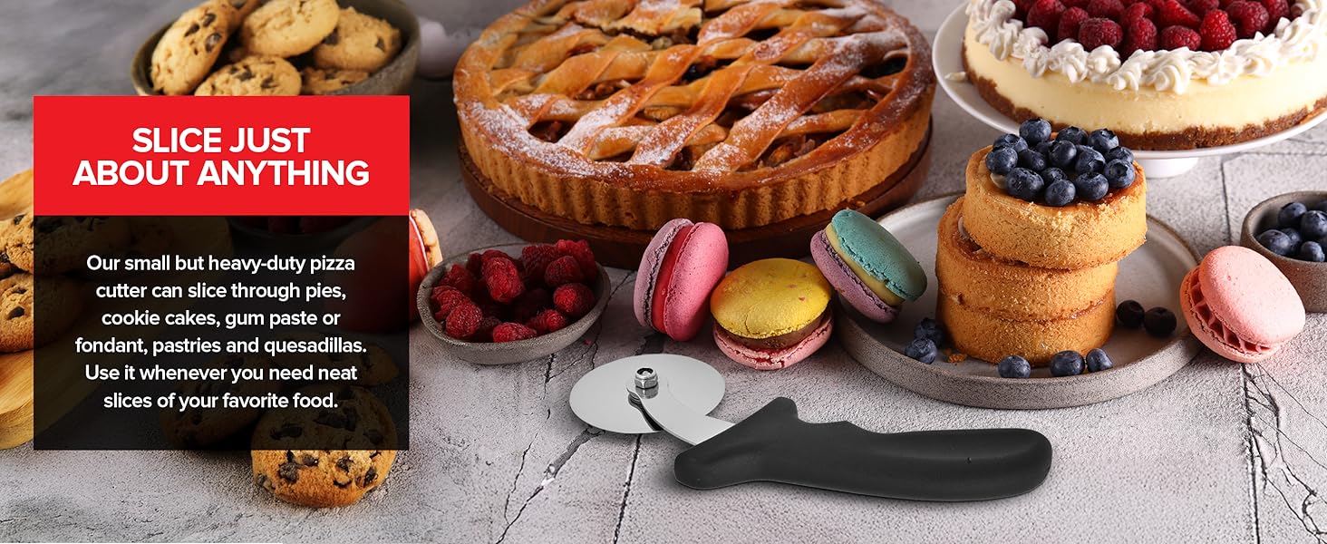 Black Plastic Pizza knife slicer cutter roller classic pie rolling pizzaria tool