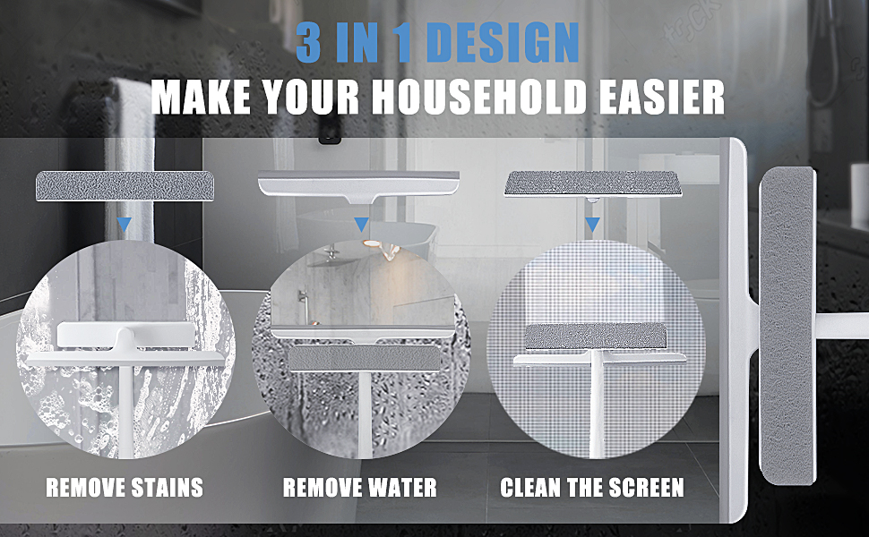 Shower Squeegee Shower Scraper wiper blade 3 in1 MultiPurpose Silicone