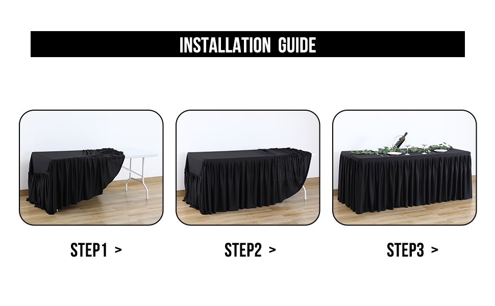 Black Polyester Table Clothes for 6 Foot Rectangle Tables