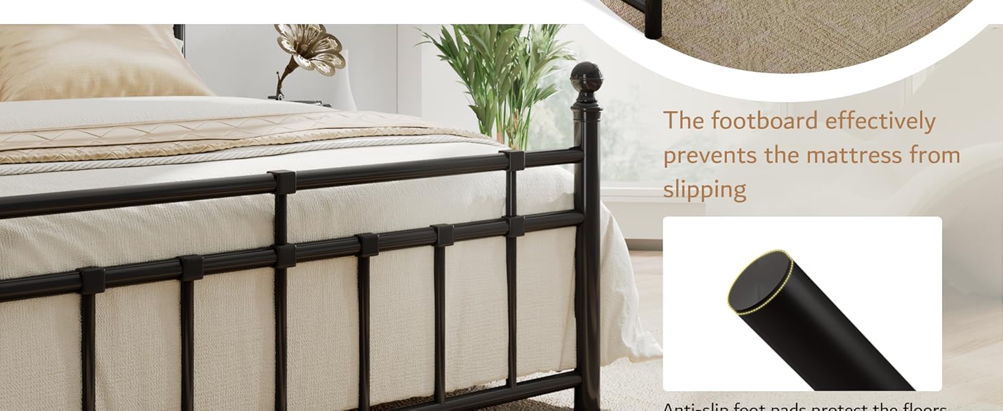 iPormis Full Size Metal Platform Bed Frame with Vintage