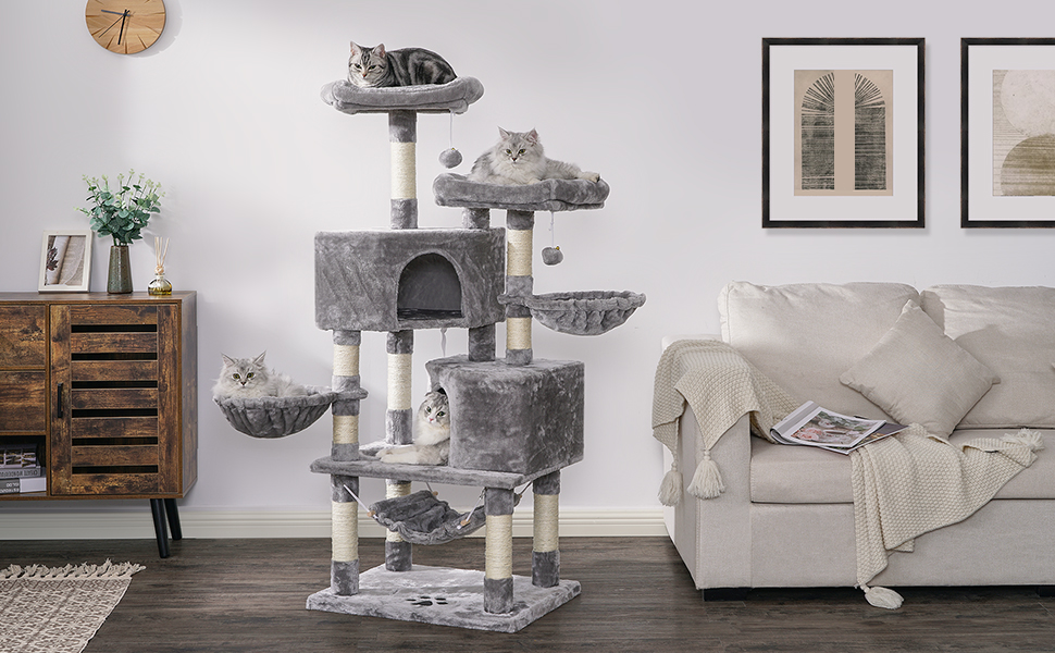 BEWISHOME MultiLevel Cat Tree for Indoor Cats Large Cat
