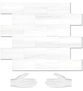 STICKGOO 10-Sheet Subway Tile Peel and Stick Backsplash, Star White Marble Look Dolomite Kitchen ...