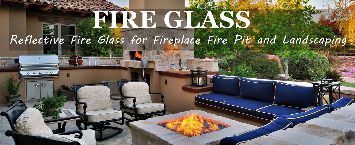 Fire Pit Glass Rocks for Propane Fire Pit, 1/2 Inch