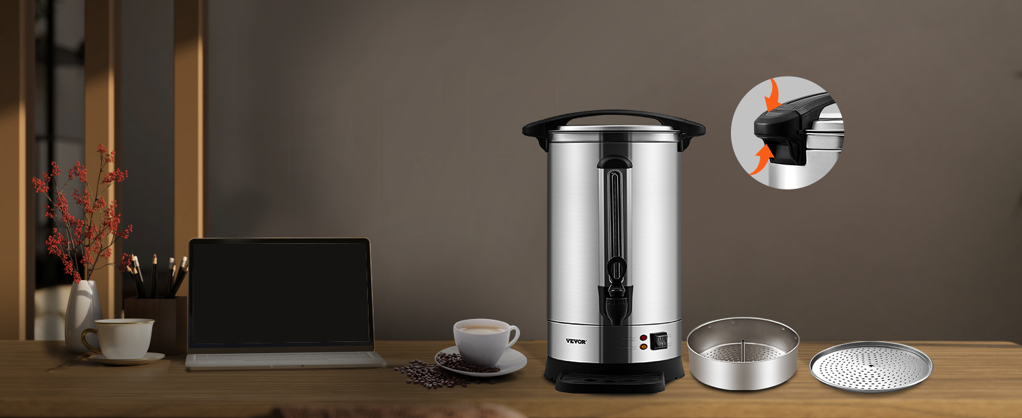 VEVOR Commercial Coffee Urn, 65 Cups/2.6 gal Stainless