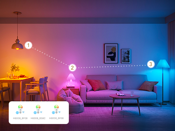 a living room with a table, chairs, and a lamp.