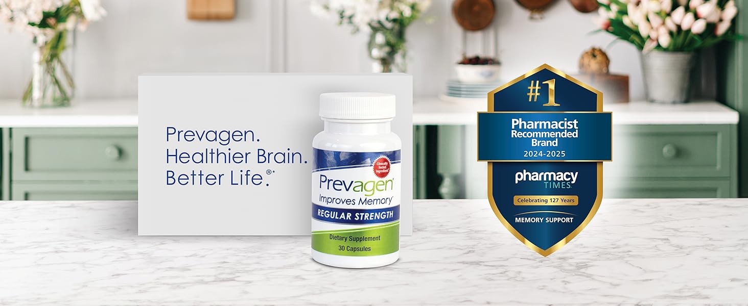 Prevagen Healthier Brain Better Life* number 1 recommended memory support supplement by pharmacists 