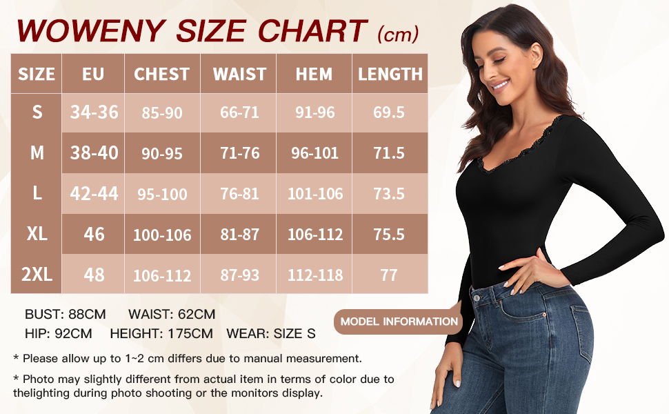 Thermo Body Damen Langarm Elegant Langarmbody mit Spitze