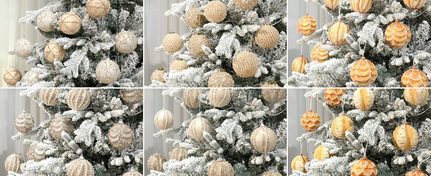 RoseCraft 3.14"/80MM Champagne Christmas Ball Ornaments