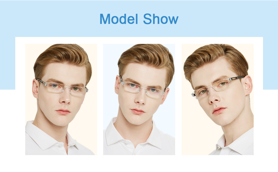 Hubeye 4 Pack Frameless Reading Glasses Ultralight Transparent Rimless