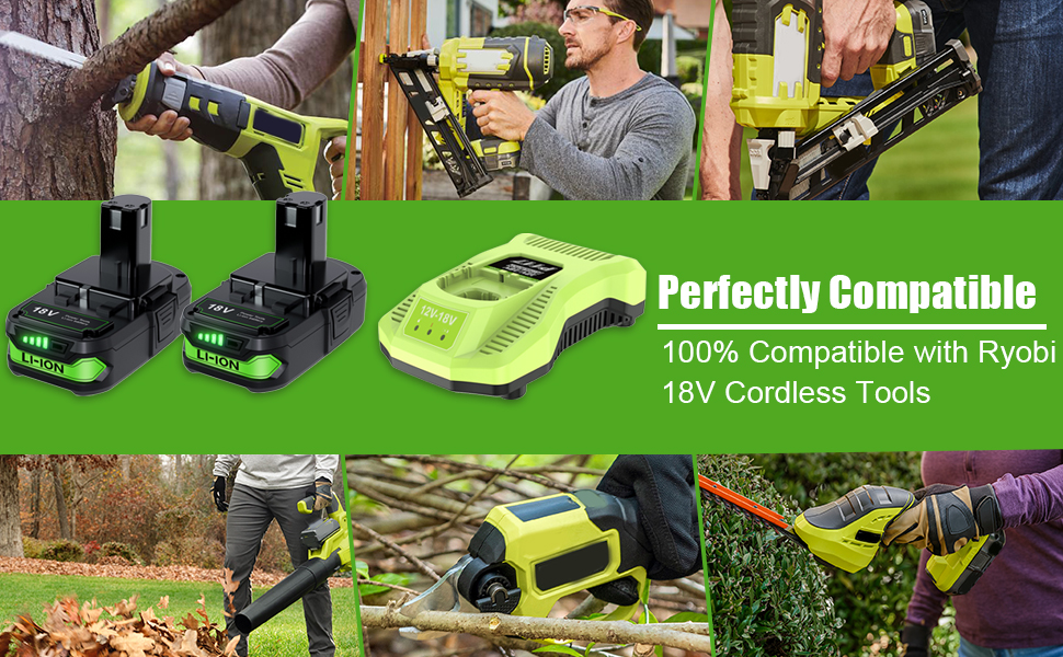 2Pack 18V 3.5Ah Replacement for Ryobi 18V Battery and Charger Kit Combo for Ryobi Battery 18V