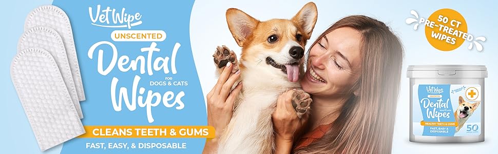 VetWipe Dental Wipes for Dogs & Cats