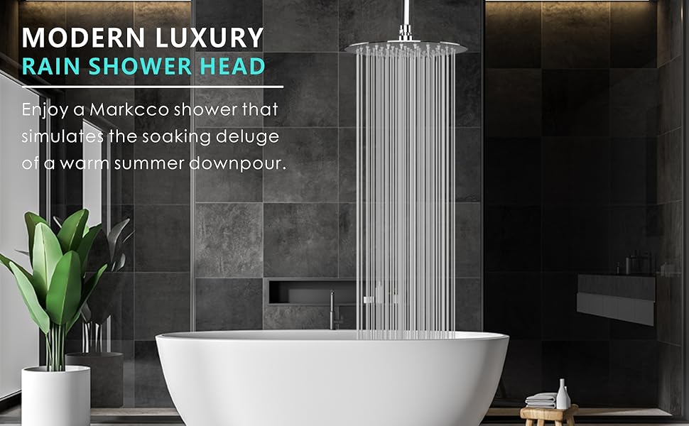 8" Rain Shower Head Markcco Rainfall Shower Heads Made of Stainless